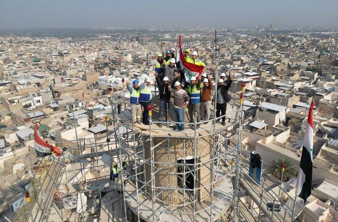 عراق: معروف موصل مینار کی تعمیر مکمل ہونے میں مزید چند ماہ