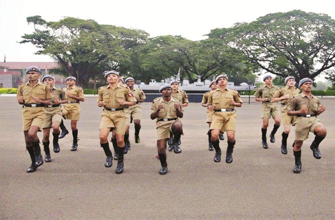 Cadets can be seen drilling at the NDA campus in Kharak Wasla. File photo