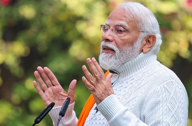 PM Modi speaking. Photo: PTI