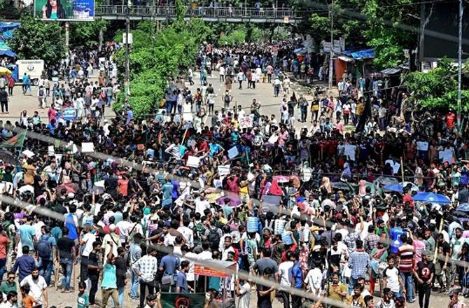 A scene from student protests in Bangladesh. Photo: INN