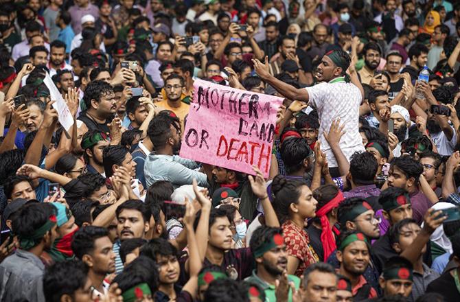 Ongoing protests against Sheikh Hasina`s government in Bangladesh. Photo: PTI