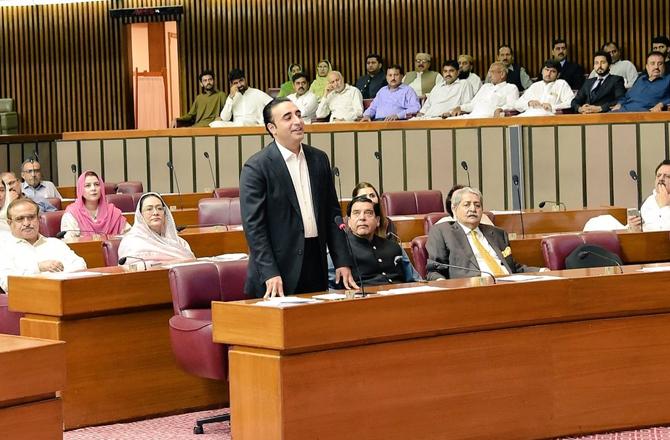 Bilawal Bhutto during his speech in the House. Image: X