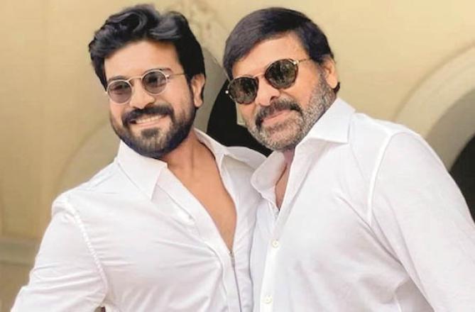 Actors Chiranjeevi and Ram Charan.  Photo: INN