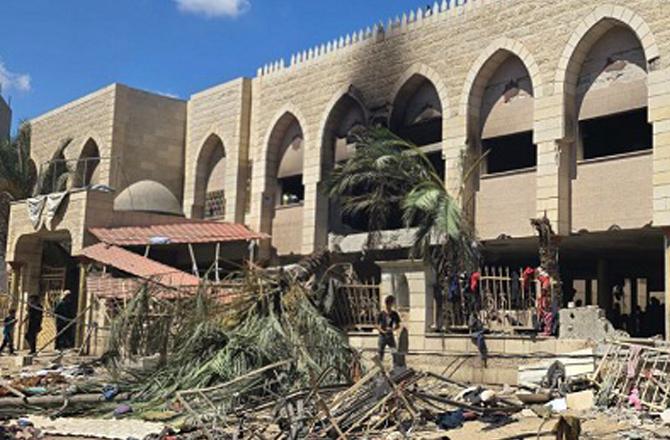 The scene of the school after the Israeli attack. Photo: X