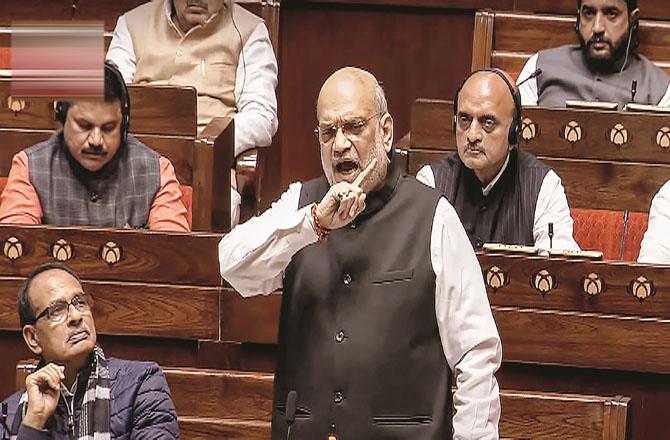 Home Minister Amit Shah responding in Rajya Sabha. Picture: INN