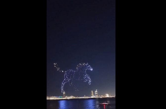 Drone footage of the Dubai Festival in the sky. Photo: X