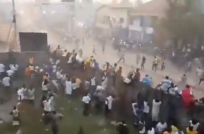 A scene of violence at a Guinean football match. Photo: X