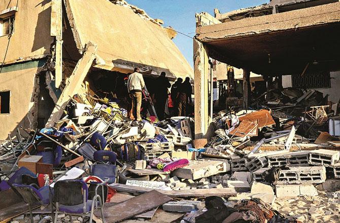 Building destroyed in Israeli bombing. Photo: INN