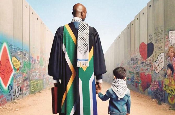 South Africa holds the finger of Palestine. Photo: INN