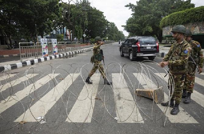 Army deployed on the streets in Bangladesh. Photo: PTI