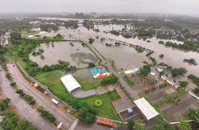 City Park was also flooded due to heavy rain. Photo: INN