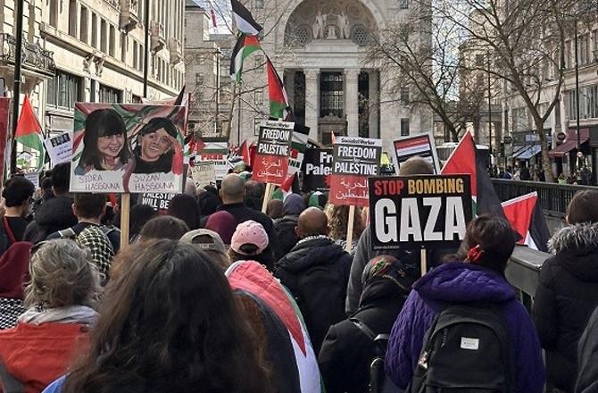 Pro-Palestine demonstration in London. Image: X