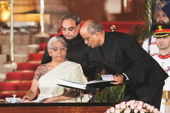 Former Finance Minister Nirmala Sitharaman, at the time of swearing-in. Photo: PTI