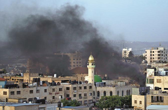 Smoke after Israeli attack in Jenin. Image: AP/PTI