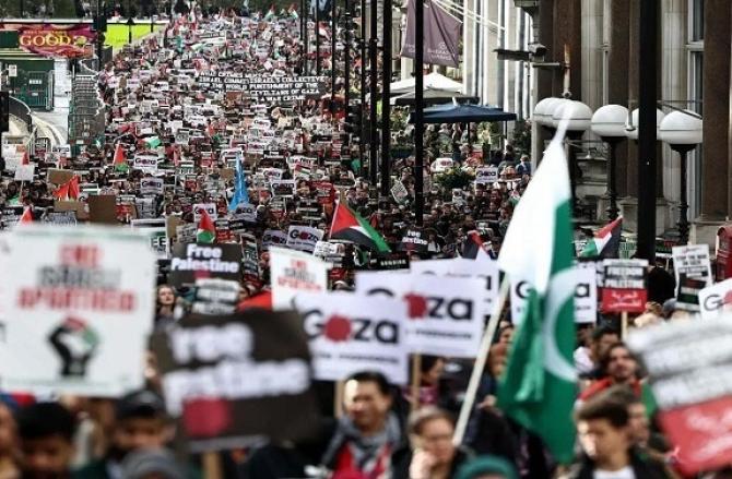 A scene from a pro-Palestinian demonstration. Image: X