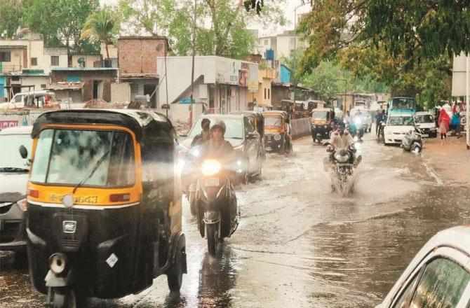 There was such a sight on a road in Pimpri Chinchaud during the rains. Photo: INN