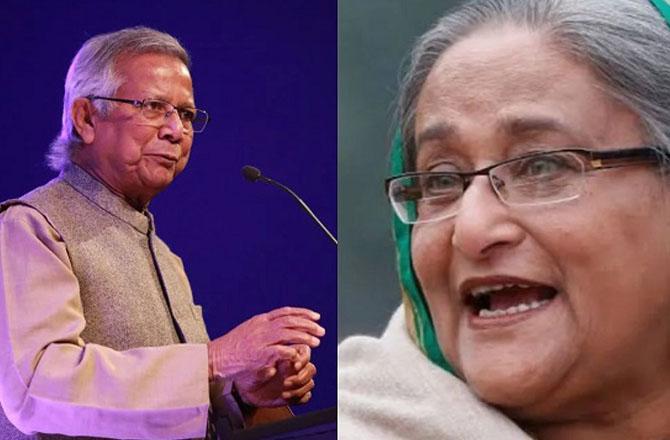 Sheikh Hasina (right) and Muhammad Yunus (left).Photo: INN