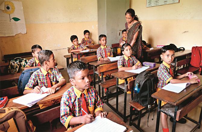 Students are studying in a school.