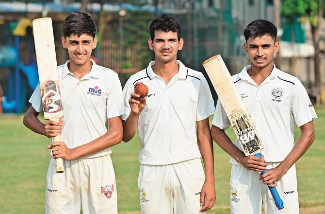 Anjuman Islam`s Shahid Khan (left), Shaan Raza and Abdul Rehman. Photo: INN.