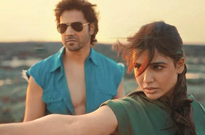 Samantha Ruth Prabhu and Varun Dhawan can be seen in a scene from the web series `Citadel Honey Bunny`. Photo: INN