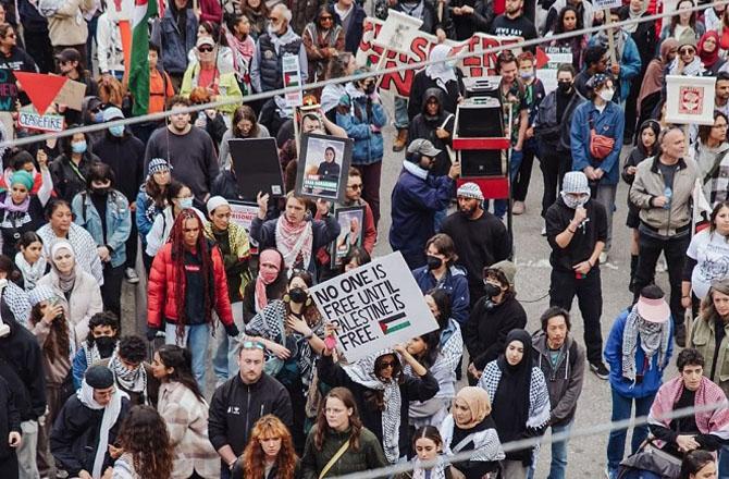 A scene from a pro-Palestinian protest in Canada. Image: X