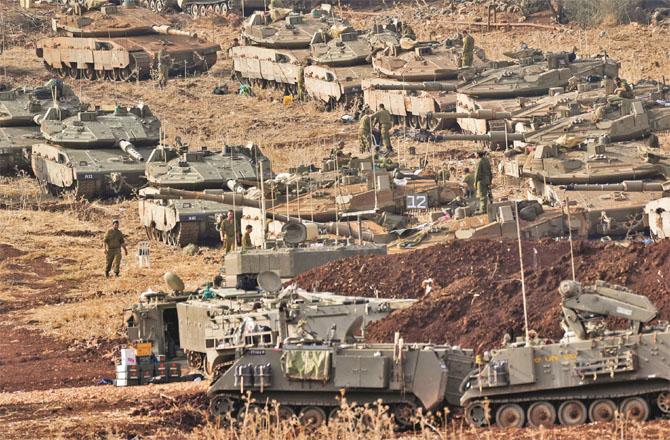 Israeli tanks advancing in southern Lebanon. (Photo: PTI)