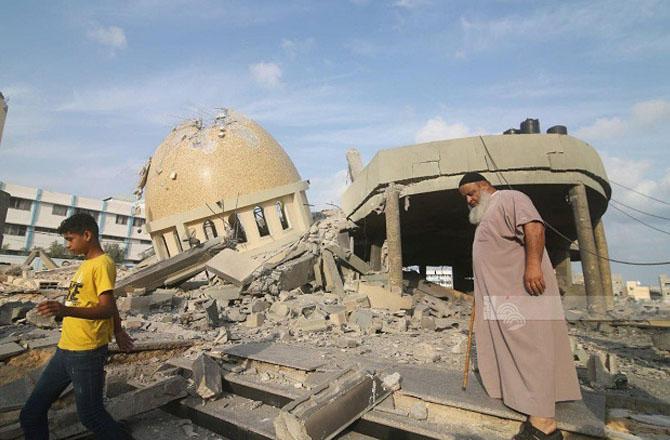 A mosque in Gaza destroyed by Israel. Image: X