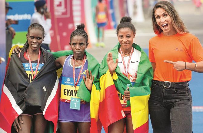 Women`s Half Marathon Winners Photo: PTI.