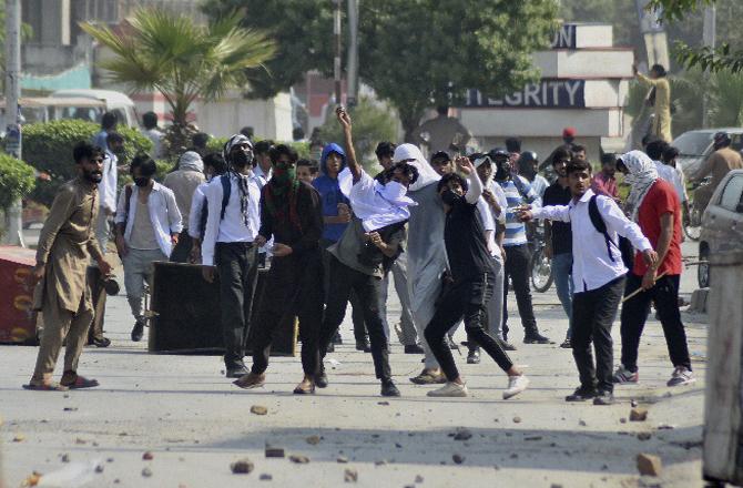 A scene of a student protest on a university campus. Photo: PTI