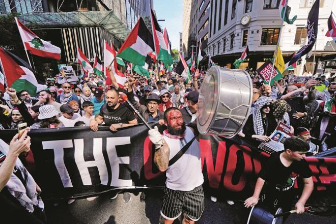 It is in Sydney, Australia, where protesters are protesting against Israeli aggression. Photo: AP/PTI