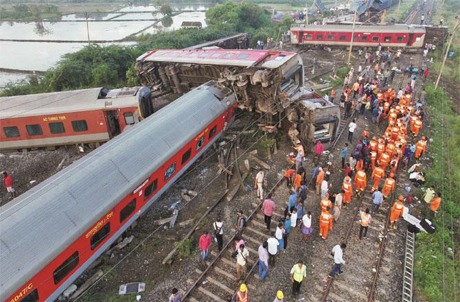 On the second day of the accident in Chennai, the restoration work is going on at the accident site. (PTI)