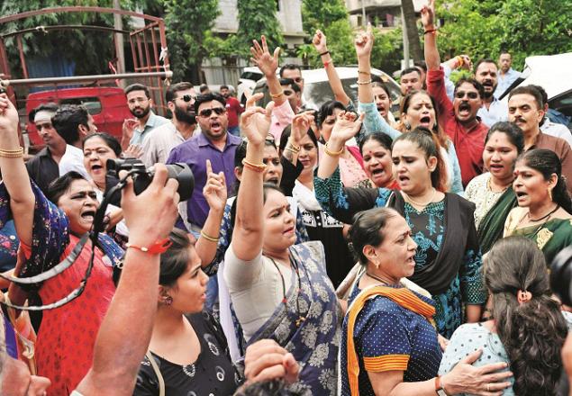 There were massive protests across the state over the Badlapur rape case. Photo: Inquilab, Syed Samir Abidi