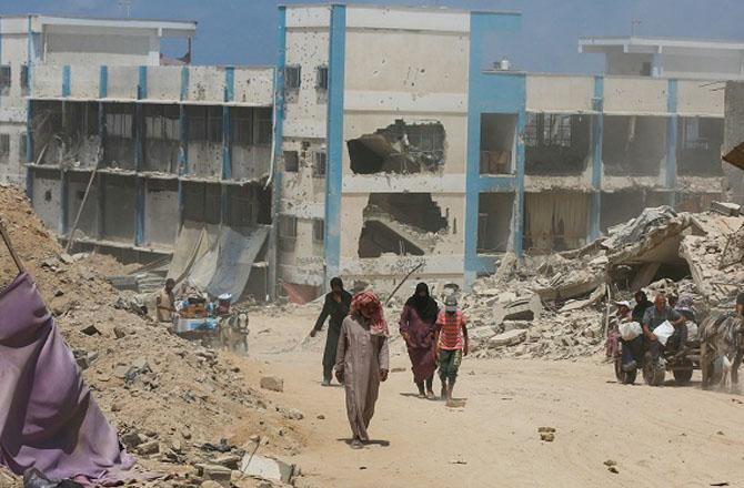 A destroyed school building in Gaza. Photo: X