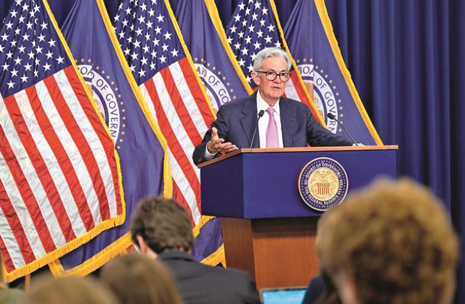 Federal Reserve Chairman Jerome Powell`s press conference. Photo: INN