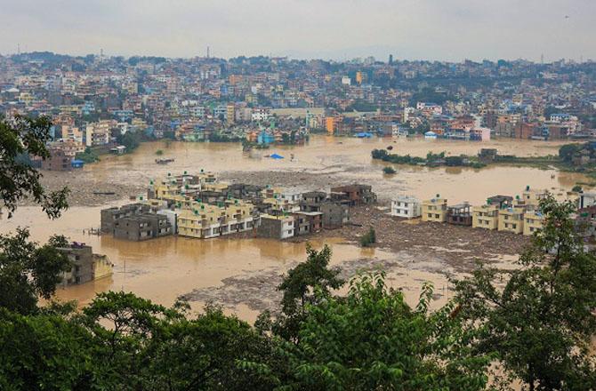 Flooding situation can be seen in Nepal during rains. Photo: X