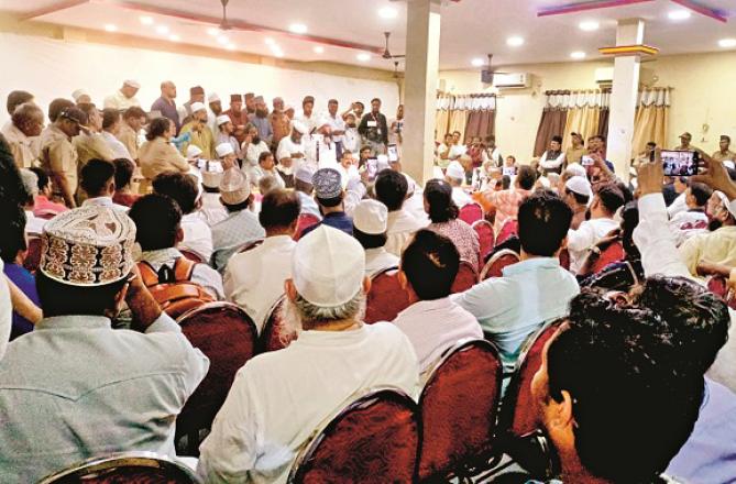 The scene of the meeting held in connection with the Eid Milad-ul-Nabi procession at Khilafat House. Photo: INN