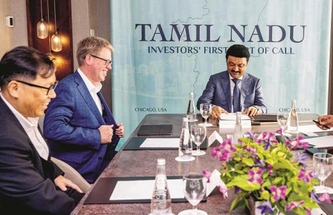 Tamil Nadu Chief Minister Stalin at the foundation stone ceremony. Photo: PTI