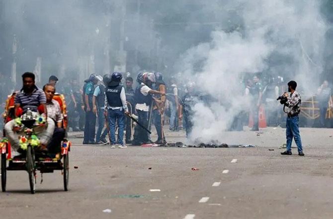 A scene from a student protest in Bangladesh. Photo: INN