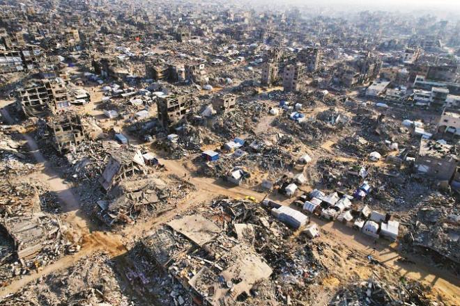 An aerial photograph of Gaza that tells the story of the devastation caused by Israeli attacks. Photo: INN