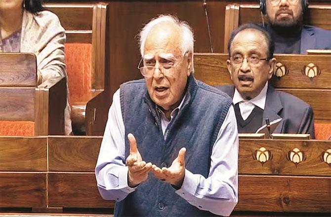 Senior Advocate and MP Kapil Sibal speaking in Rajya Sabha