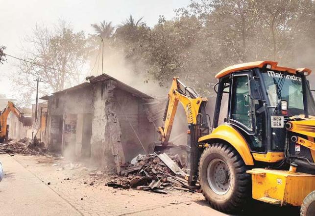 Illegal galleys are being demolished at the post office. Picture: INN