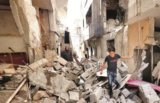 A residential area destroyed by Israeli bombardment in the West Bank. Photo: INN