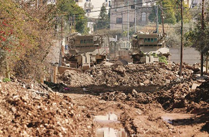 The streets of Jenin have been dug up and ruined by the Israeli army. Photo: INN