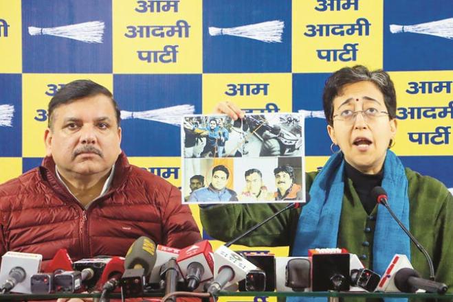 Chief Minister Atashi Singh and Sanjay Singh during the press conference. Photo: PTI