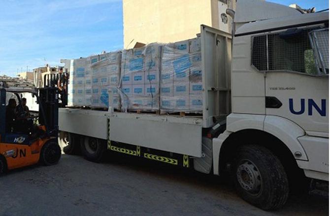 UN aid trucks arrive in Gaza. Photo: INN.