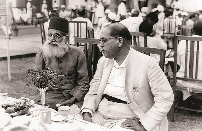 A memorable picture of Maulana Hasrat Mohani with Dr. Ambedkar. Photo: INN