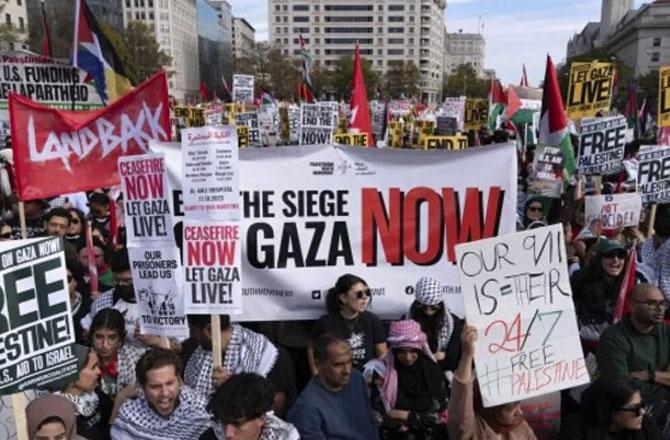 A scene from a demonstration against the Gaza war in the US. Photo: INN